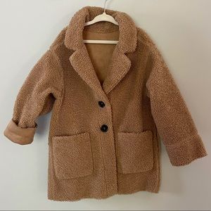 Zara girls suede teddy reversible coat